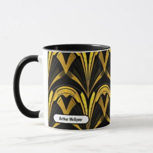 Schwarzes Gold Neo Deco nahtloses abstraktes Kunst Tasse