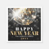 Schwarzes Gold Neujahrsfeier Serviette (Vorderseite)
