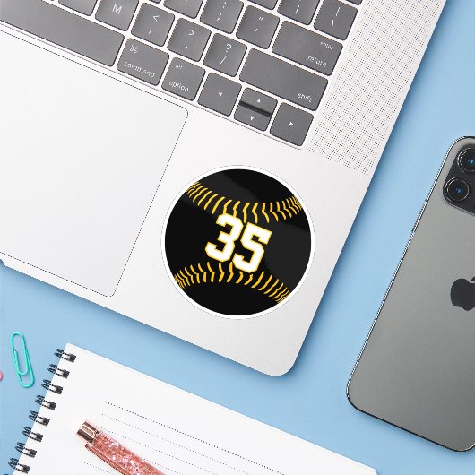 Schwarzes Gold oder JEDES Team Farben Baseball Sof Aufkleber (Laptop mit iPhone)