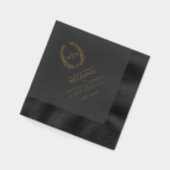 Schwarzes Gold Oval Blätter Hochzeit mit Monogramm Servietten Mit Folie (Links)