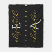 Schwarzes Gold-Paar-Initialen Personalisierte Name Fleecedecke (Vorderseite)