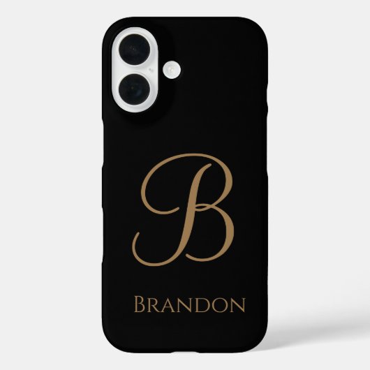 Schwarzes Gold personalisierter Name und Monogramm Case-Mate iPhone Hülle (Rückseite)