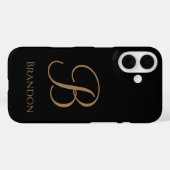 Schwarzes Gold personalisierter Name und Monogramm Case-Mate iPhone Hülle (Rückseite (Horizontal))
