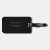 Schwarzes Gold personalisierter Name und Monogramm Gepäckanhänger (Rückseite horizontal)