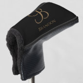 Schwarzes Gold personalisierter Name und Monogramm Golf Headcover (3/4 Vorderseite)