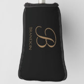 Schwarzes Gold personalisierter Name und Monogramm Golf Headcover (Rotieren 90)
