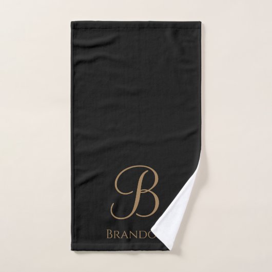 Schwarzes Gold personalisierter Name und Monogramm Handtuch (Handtuch)