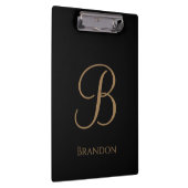 Schwarzes Gold personalisierter Name und Monogramm Klemmbrett (Rechts)
