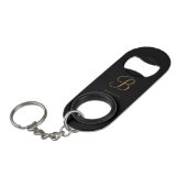 Schwarzes Gold personalisierter Name und Monogramm Mini Flaschenöffner (Vorderseite Schrägansicht)