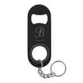 Schwarzes Gold personalisierter Name und Monogramm Mini Flaschenöffner (Rückseite)