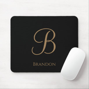Schwarzes Gold personalisierter Name und Monogramm Mousepad