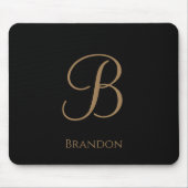 Schwarzes Gold personalisierter Name und Monogramm Mousepad (Vorne)