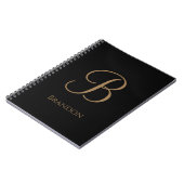 Schwarzes Gold personalisierter Name und Monogramm Notizblock (Linke Seite)