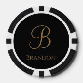 Schwarzes Gold Personalisierter Name und Monogramm Pokerchips (Vorderseite)