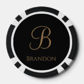Schwarzes Gold Personalisierter Name und Monogramm Pokerchips (Rückseite)