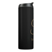 Schwarzes Gold personalisierter Name und Monogramm Thermosbecher (Nach links gedreht)