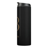 Schwarzes Gold personalisierter Name und Monogramm Thermosbecher (Nach rechts gedreht)