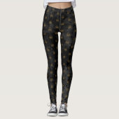 Schwarzes Gold Pirate Skull and Bones Pattern Leggings (Vorderseite)