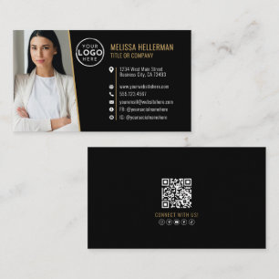 Schwarzes Gold Professioneller QR-Code Foto-Logo Visitenkarte