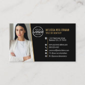 Schwarzes Gold Professioneller QR-Code Foto-Logo Visitenkarte (Vorderseite)