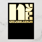 Schwarzes Gold Retro Typografie Silvester Party Folieneinladung (Vorderseite)