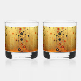 Schwarzes Gold rotes modernes geometrisches Muster Whiskyglas