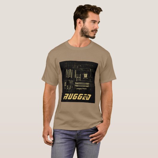 Schwarzes Gold Rugged Geek | Schalttafel | Tech T-Shirt (Vorne ganz)