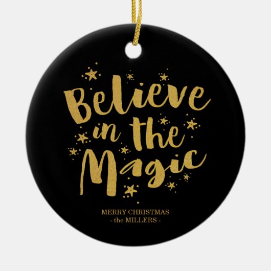 Schwarzes Gold Rustikale Drehbuch glauben an die M Keramik Ornament (Vorne)