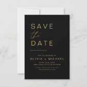 Schwarzes Gold Save the Date Elegantes Foto Minima (Vorderseite)