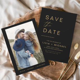 Schwarzes Gold Save the Date Foto Minimalistisch E