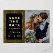 Schwarzes Gold Save the Date Fotolack Folieneinladung (Vorderseite)