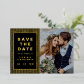 Schwarzes Gold Save the Date Fotolack Folieneinladung (Stehend vorne)