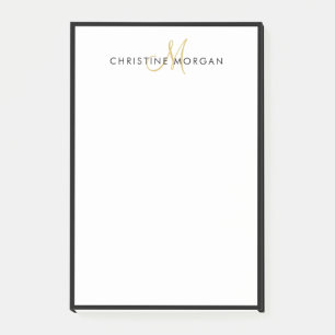 Schwarzes Gold schlichte minimalistische Monogramm Post-it Klebezettel