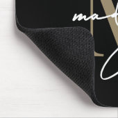 Schwarzes Gold-Schriftzug-Initialen-Monogramm Mousepad (Ecke)