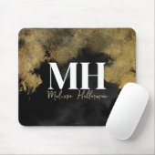 Schwarzes Gold Schriftzug Monogramm Mousepad (Mit Mouse)