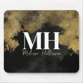 Schwarzes Gold Schriftzug Monogramm Mousepad (Vorne)