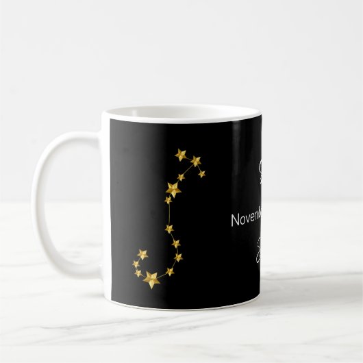 Schwarzes Gold Scorpio Sternkonstellation Geburtst Kaffeetasse (Links)