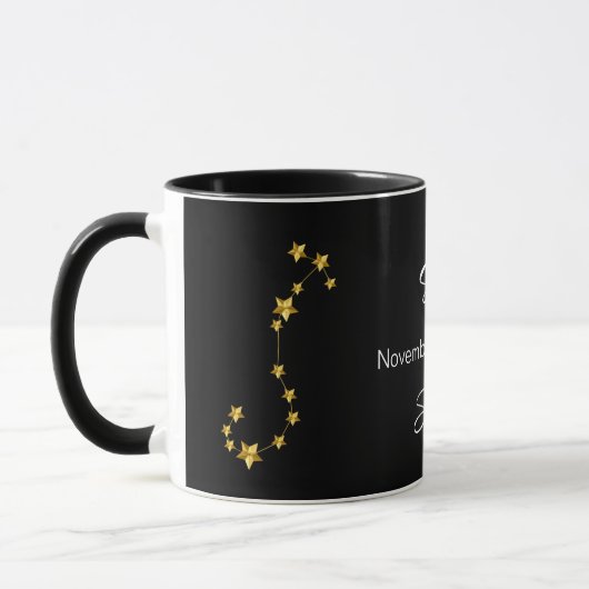 Schwarzes Gold Scorpio Sternkonstellation Geburtst Tasse (Links)