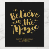 Schwarzes Gold-Script glauben an den Zauberurlaub Weinetikett (Einzelnes Label)