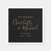 Schwarzes Gold-Signatur zum 50. Hochzeitstag Serviette (Vorderseite)