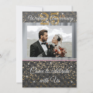 Schwarzes Gold & Silberne Seide 25. Hochzeitstag Einladung