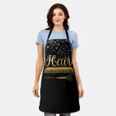 Schwarzes Gold Silberner Glitzer Friseursalon Schürze (Getragen)