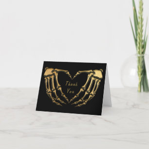 Schwarzes Gold Skelett Gothic Hände Liebe Herzform Dankeskarte