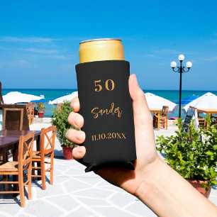 Schwarzes Gold-Skript-Minimalisten Selters Dosenkühler