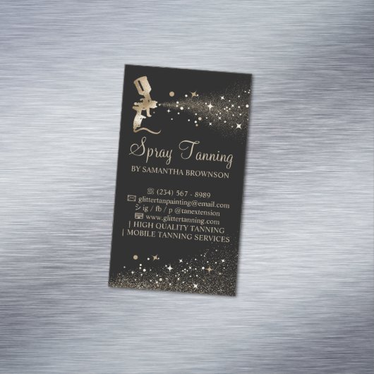 Schwarzes Gold-Sparkle-Malerlogo Spray Tan Magnetische Visitenkarte (Beispiel)