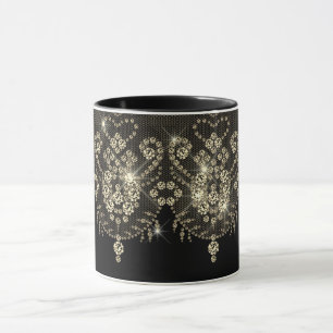 Schwarzes Gold Spitzendiamant glänzen elegantes Ju Tasse