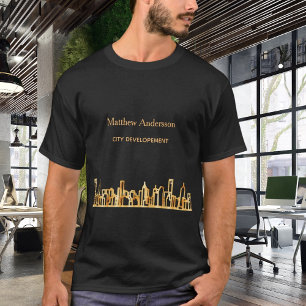 Schwarzes Gold Stadt-Skyline Konstruktion T-Shirt