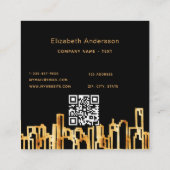 Schwarzes Gold Stadt Skyline moderne qu Code Quadratische Visitenkarte (Rückseite)
