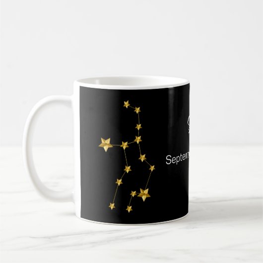 Schwarzes Gold Sternkonstellation Geburtstag Kaffeetasse (Links)