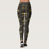 Schwarzes Gold Sternzeichen (1) Leggings (Rückseite)
